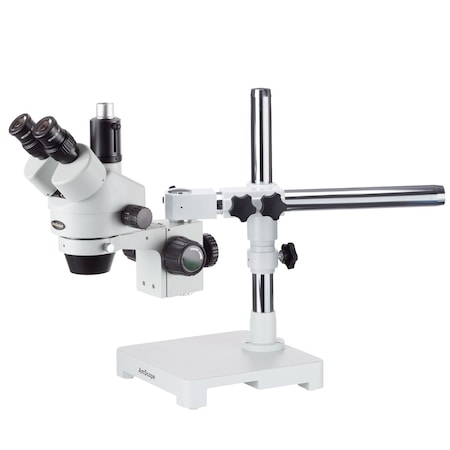 Amscope 3.5X-90X Trinocular Single-Arm Boom Stereo Microscope, 144-LED Light, 10MP USB 3 C-mount Camera SM-3TZ-144A-10M3